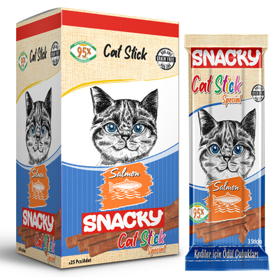 Snacky Kedi Stick Ödül Somonlu 3*5 gr-50 Adet - Thumbnail