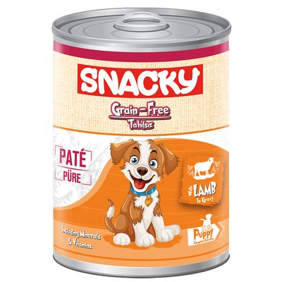 Snacky - Snacky Tahılsız 400 gr Pate/Konserve Kuzulu Yavru Köpek 12'li