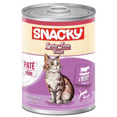 Snacky - Snacky Tahılsız 400 gr Pate/Konserve SığırEtli Yetiş.Kedi 12'li