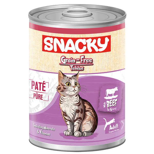 Snacky Tahılsız 400 gr Pate/Konserve SığırEtli Yetiş.Kedi 12'li