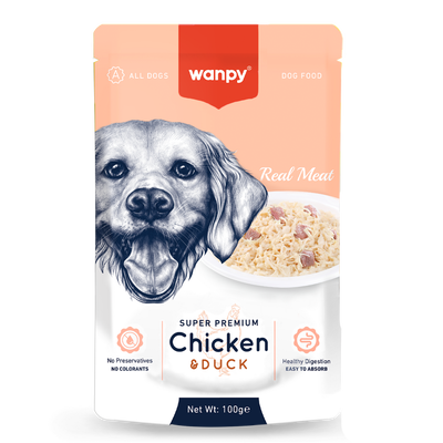 Wanpy - Wanpy 100g Pouch Tavuk&Ördek Yaş Köpek Maması 12 Adet