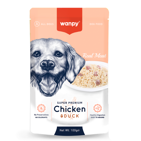 Wanpy 100g Pouch Tavuk&Ördek Yaş Köpek Maması 12 Adet