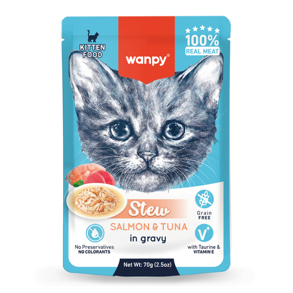 Wanpy 70g Pouch Somon&Ton Balıklı Yaş Kedi Maması 10 Adet