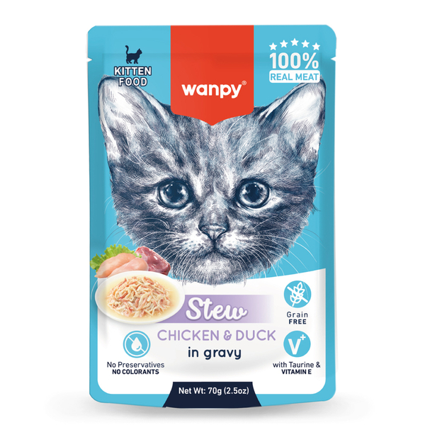 Wanpy 70g Pouch Tavuk&Ördek Yaş Kedi Maması 10 Adet