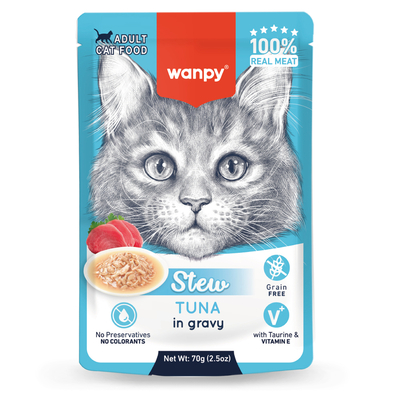 Wanpy - Wanpy 70g Pouch Ton Balıklı Yaş Kedi Maması 10 Adet