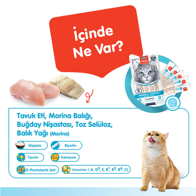 Wanpy Hairball Control Morina balığı&Tavuk 12'li-F.Krema Ödül 5x14gr - Thumbnail