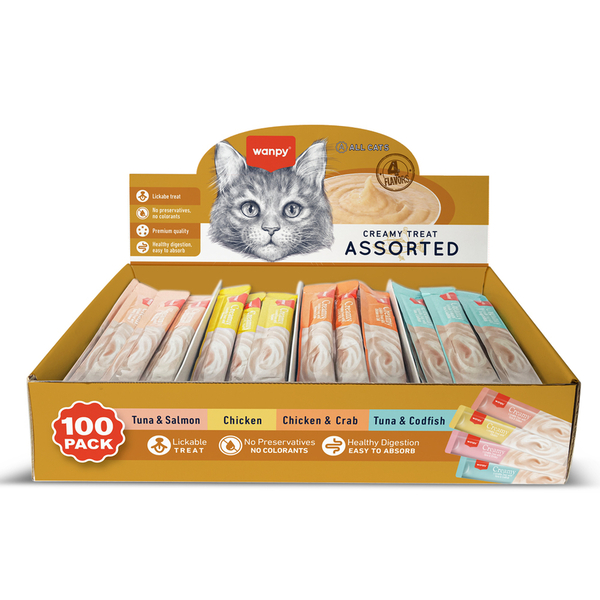Wanpy Karışık 4 Lezzet 100'lü Krema Kedi Ödülü 100*14 gr