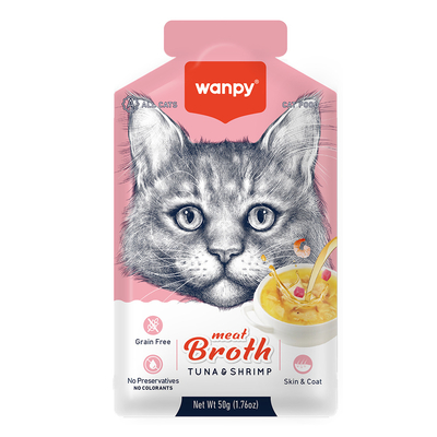Wanpy - Wanpy Kediler için Karidesli Ton Balığı Eti Çorbası 50g x12 Adet