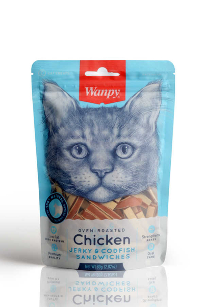 Wanpy Oven Roasted Tavuklu Morina Balıklı Sandviç 80 gr Kedi Ödülü