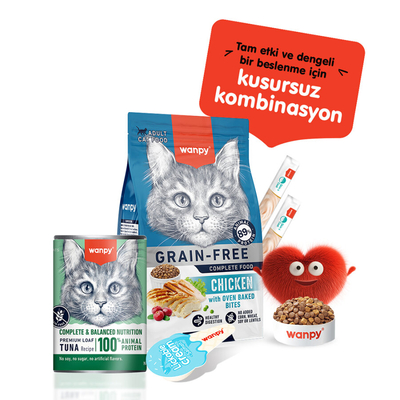Wanpy - Wanpy Tahılsız Kedi %100 Gerçek Et 375 gr Ton Balıklı Konserve 12 Adet