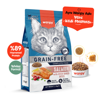 Wanpy - Wanpy Tahılsız Somonlu Yetişkin Kedi Maması 1,5 kg