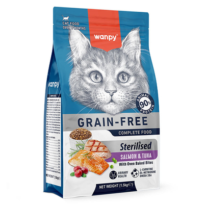 Wanpy - Wanpy Tahılsız Somon&Tuna Kısırlaştırılmış Kedi Maması 1,5 kg