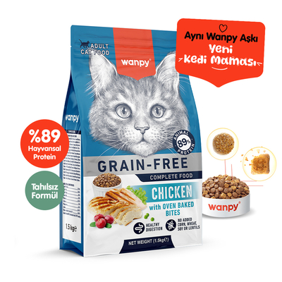Wanpy - Wanpy Tahılsız Tavuklu Yetişkin Kedi Maması 1,5 kg