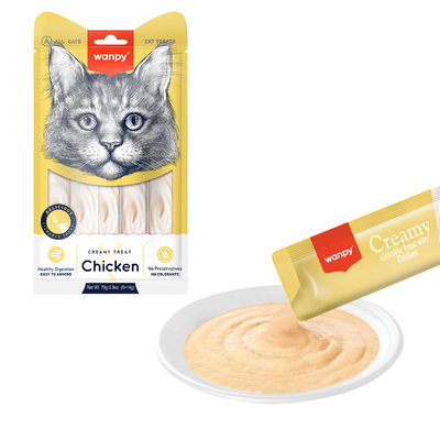 Wanpy - Wanpy Tavuk 12'li-Krema Kedi Ödülü 5x14 gr RA-049 Likit Kedi Ödülü
