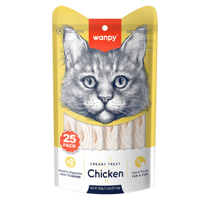Wanpy - Wanpy Tavuk 25*14 gr Krema Kedi Ödülü RAC-49