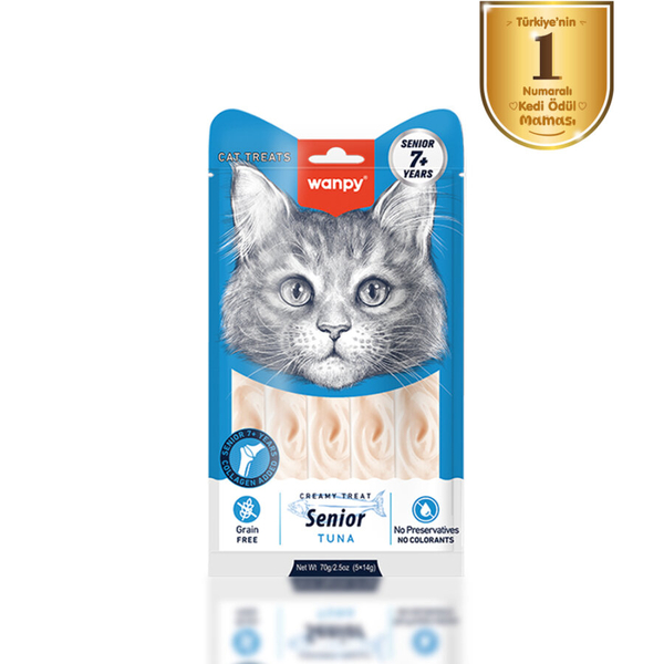 Wanpy Ton Balıklı 12’li – 7+ Yaş Kedi Krema Ödülü 5×14 g