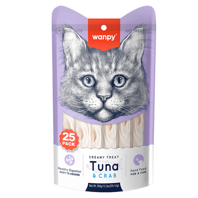 Wanpy - Wanpy Ton Balıklı&Yengeçli 25*14 gr Krema Kedi Ödülü RAC-055