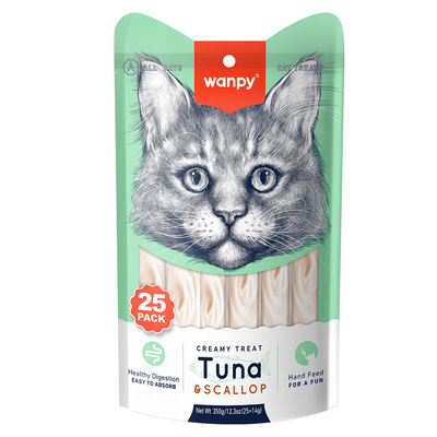 Wanpy - Wanpy Ton&Deniz Taraklı 25*14 gr Krema Kedi Ödülü RAC-051