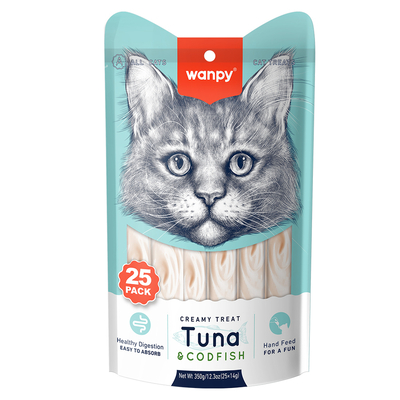 Wanpy - Wanpy Ton&Morina Balıklı 25*14 gr Krema Kedi Ödülü RAC-053